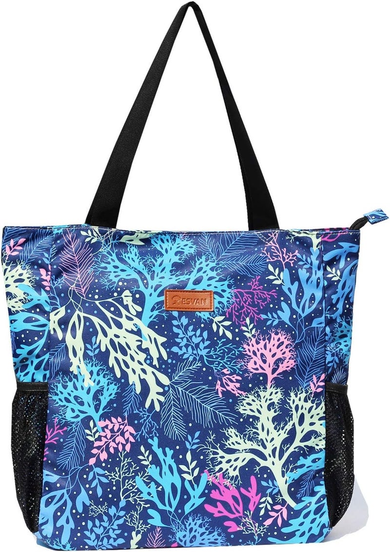 ESVAN Original Floral Water Resistant Large Tote Bag Shoulder Bag for Gym Beach Travel Daily Bags Upgraded - Image 3